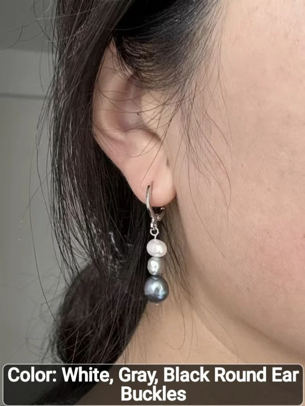🩶🤍NEW🩶🤍 BEAUTIFUL!! TRI-COLOR Ombre FRESHWATER PEARL Dangle Earrings